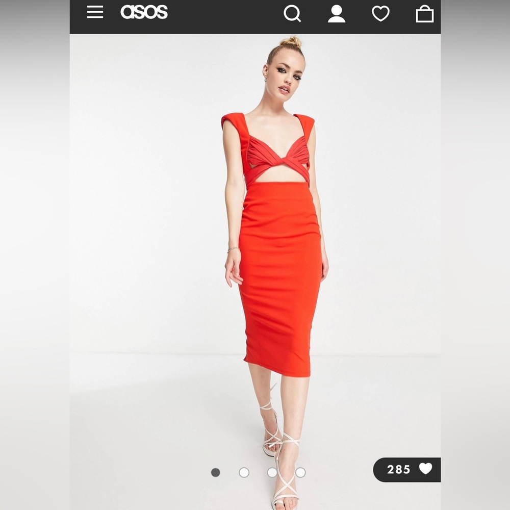 Wrap front shoulder pad midi dress